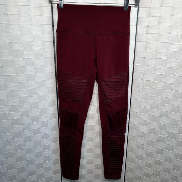 ALO Yoga Burgundy Moto Leggings - Picture 2 of 14